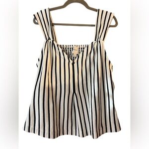 Maeve Black and White Striped Tank Top